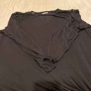 Maurices lace shoulder choker neck tee